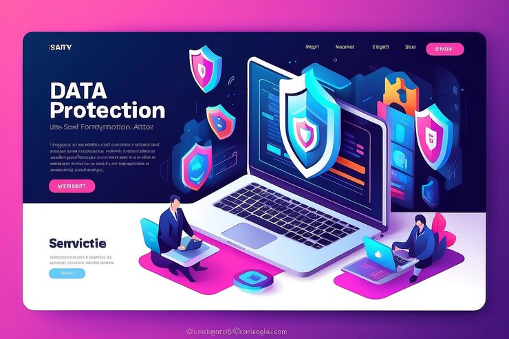 Foto página de inicio de protección de datos seguridad de internet plantilla vectorial de diseño web