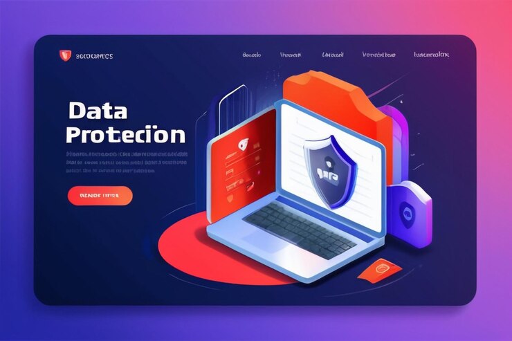 Foto página de inicio de protección de datos seguridad de internet plantilla vectorial de diseño web