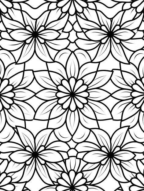 página de libro para colorear en blanco y negro mandala de flor diminuta