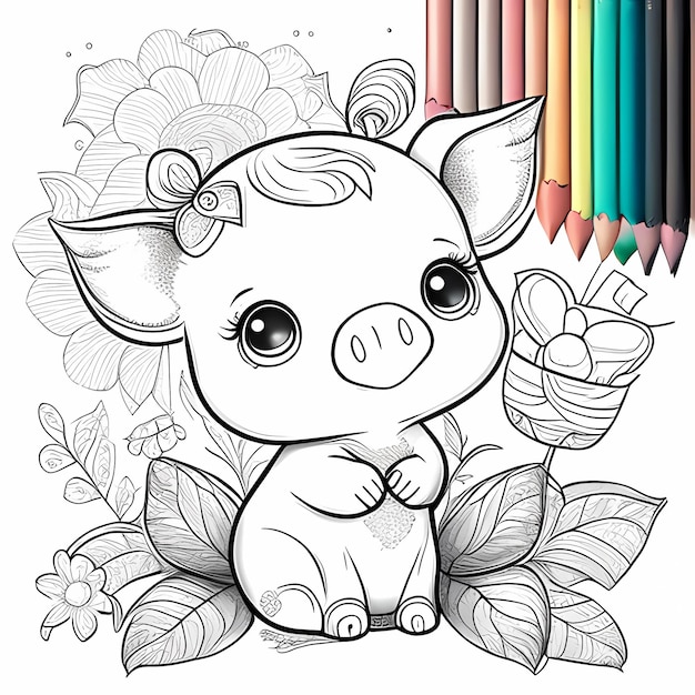 Foto página del libro para colorear blissful piggy moments para niños