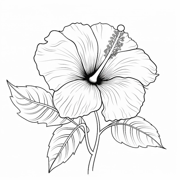 Página de libro para colorear con hibisco simple y pesado.