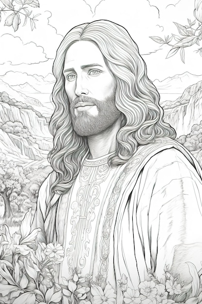 Foto página de libro para colorear jesús