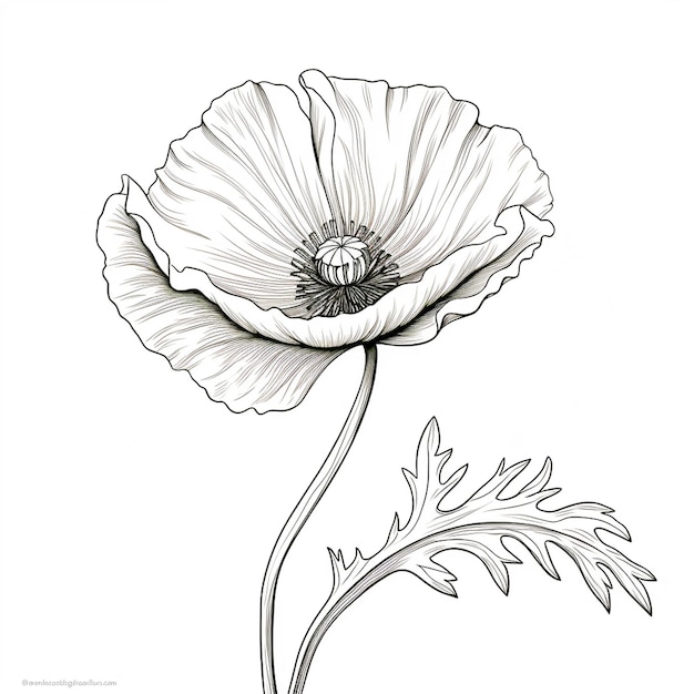 Página de libro para colorear con línea pesada simple de Poppy