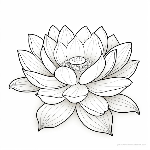 Página de libro para colorear que presenta una línea gruesa simple de Lotus