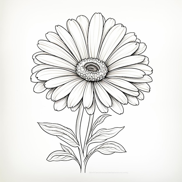 Página de libro para colorear con una simple línea gruesa de Daisy.