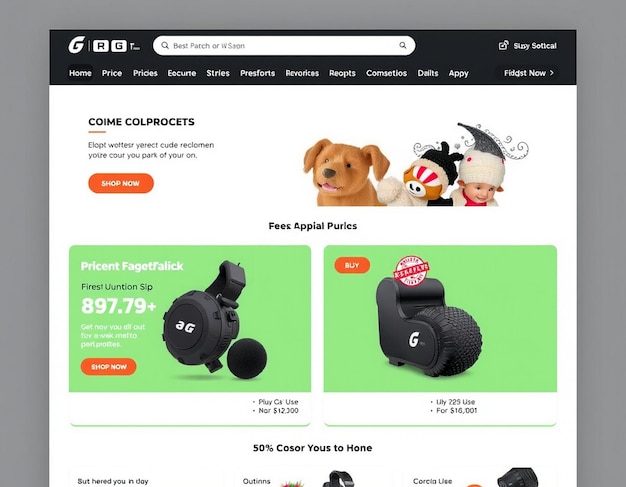Una página de lista de productos que muestra precios promocionales y descuentos