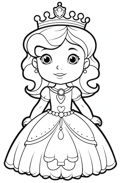 Página para colorir com princesa Ilustração AI GenerativexA