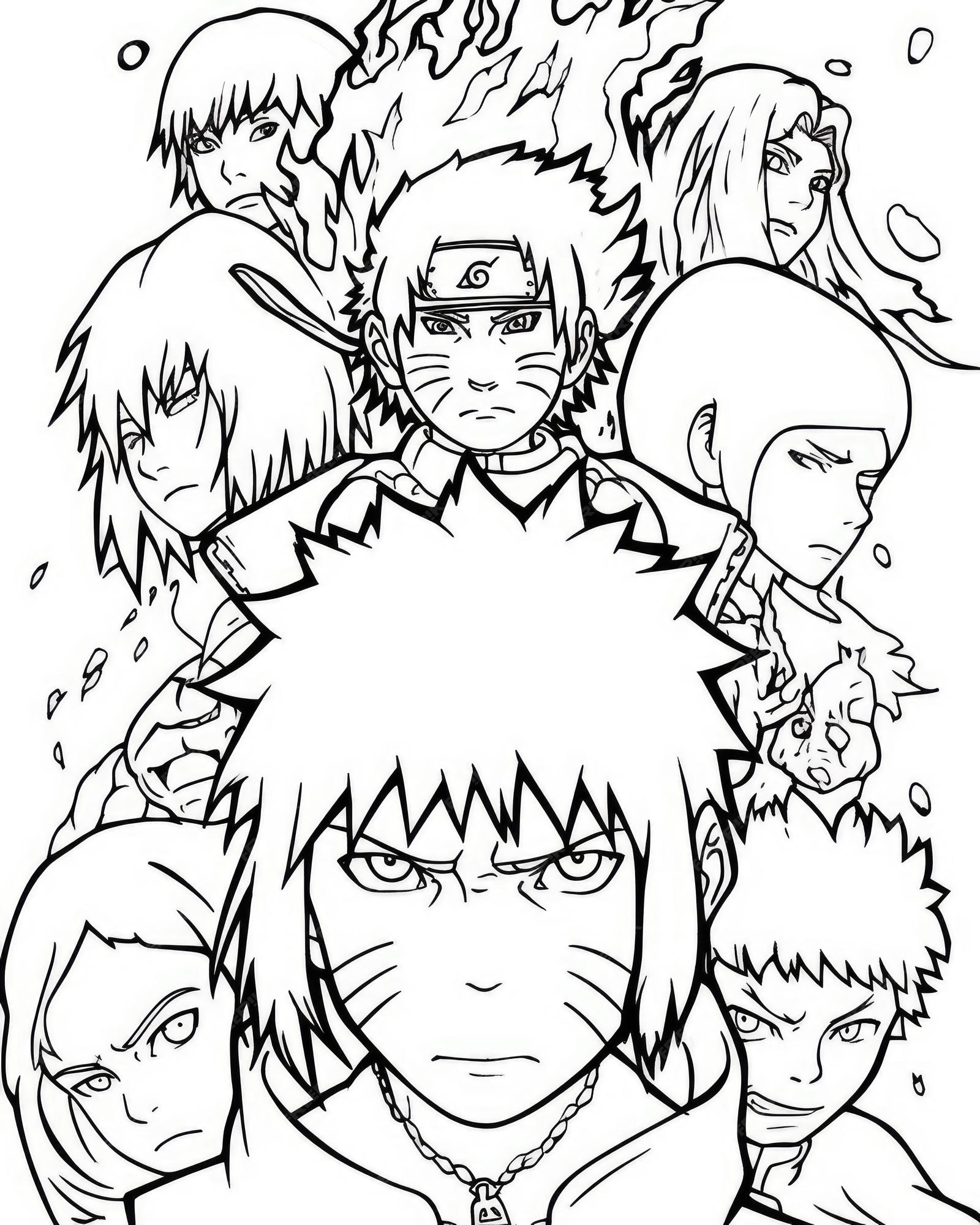 Naruto de perfil para colorir - Imprimir Desenhos