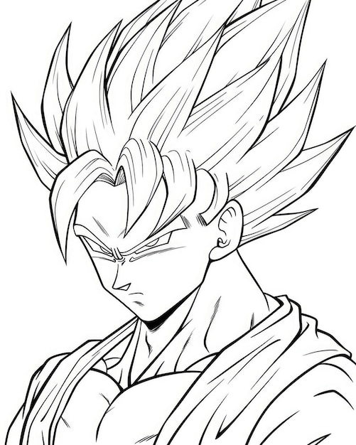 Desenho goku preto e branco 