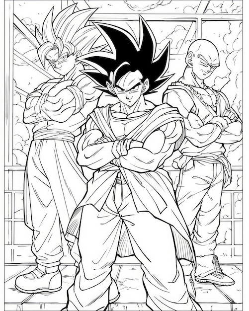 Desenho preto e branco dragon ball