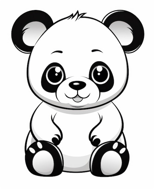 Página para colorir de bebê panda fofo com linhas limpas geradas por IA