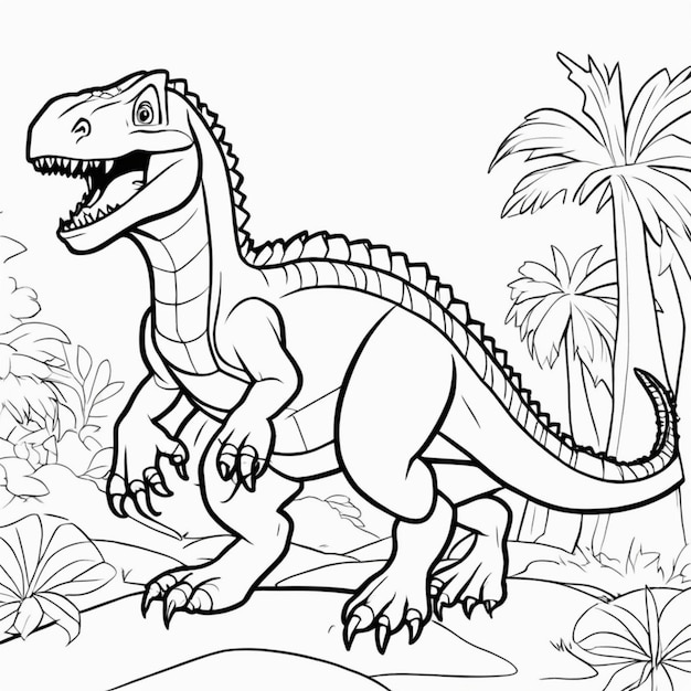 Página para colorir de dinossauro para impressão para crianças