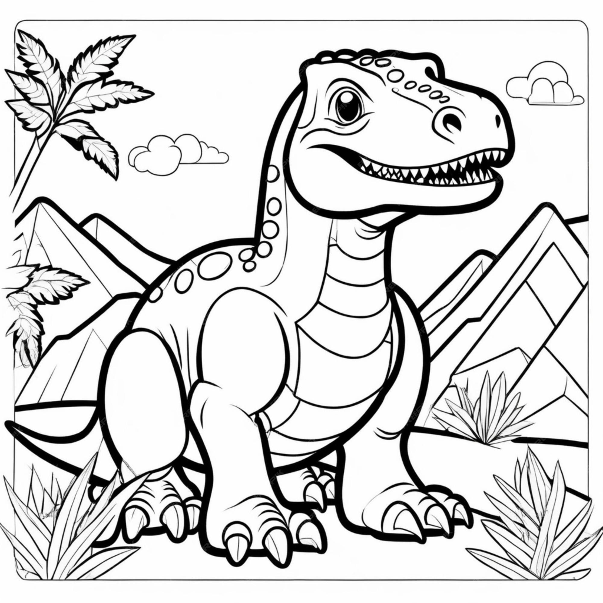 Livro de colorir lindo tiranossauro rex página para colorir e