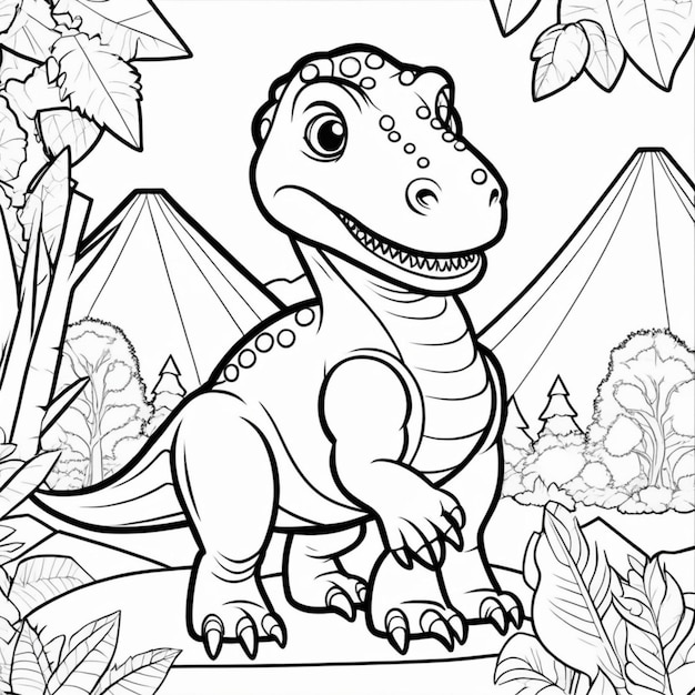 Página para colorir de dinossauro para impressão para crianças