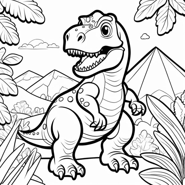 Página para colorir de dinossauro para impressão para crianças