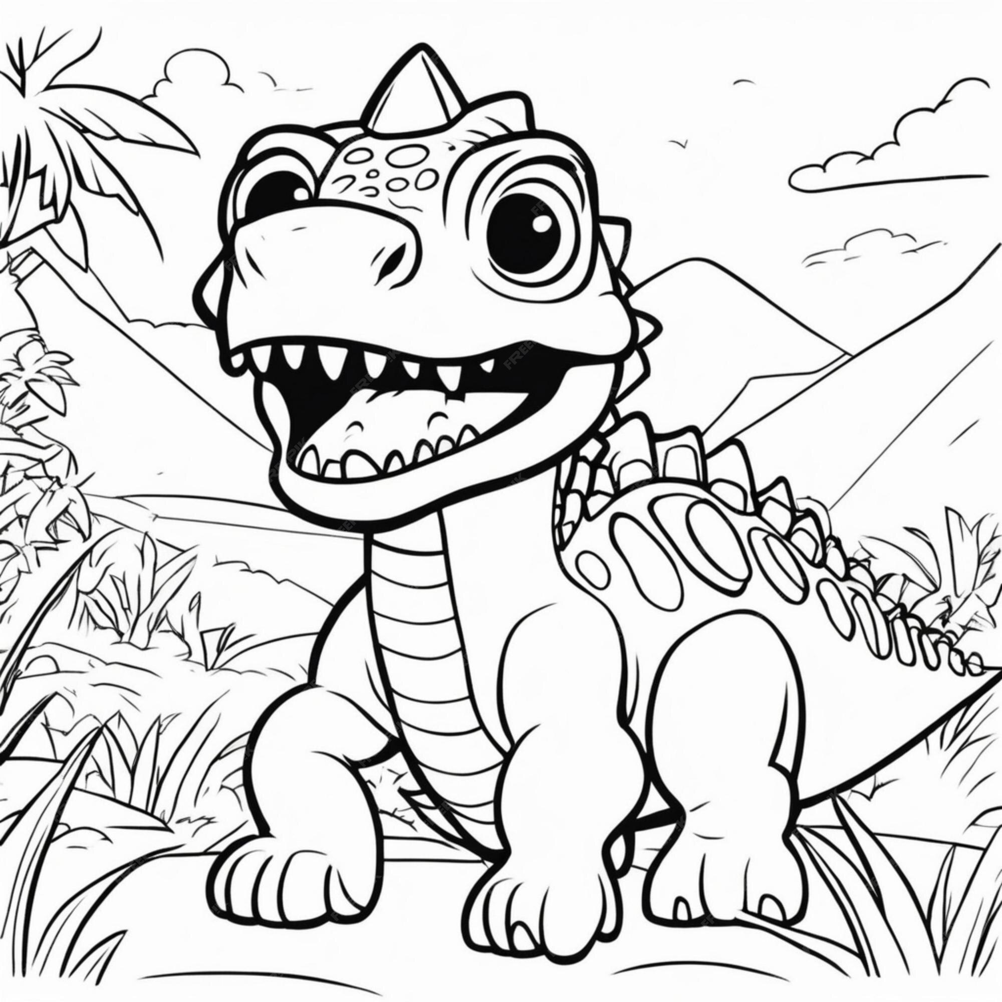 Desenho para colorir de dinossauro jurássico (fácil) - Grátis