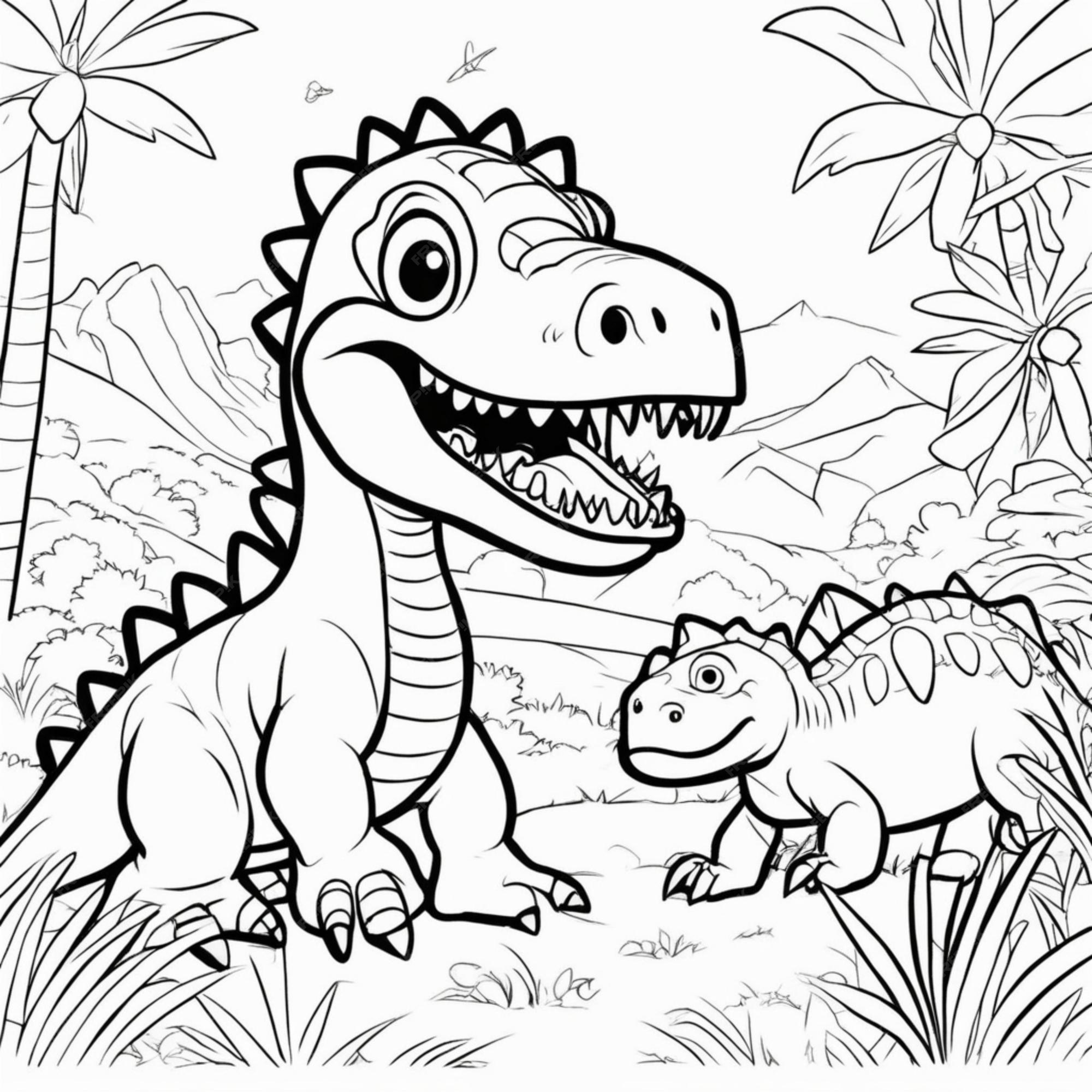 Dinossauro – Colorindo dinossauros - Cartoons for Kids – Aprenda a pintar Tiranossauro  Rex - T Rex 