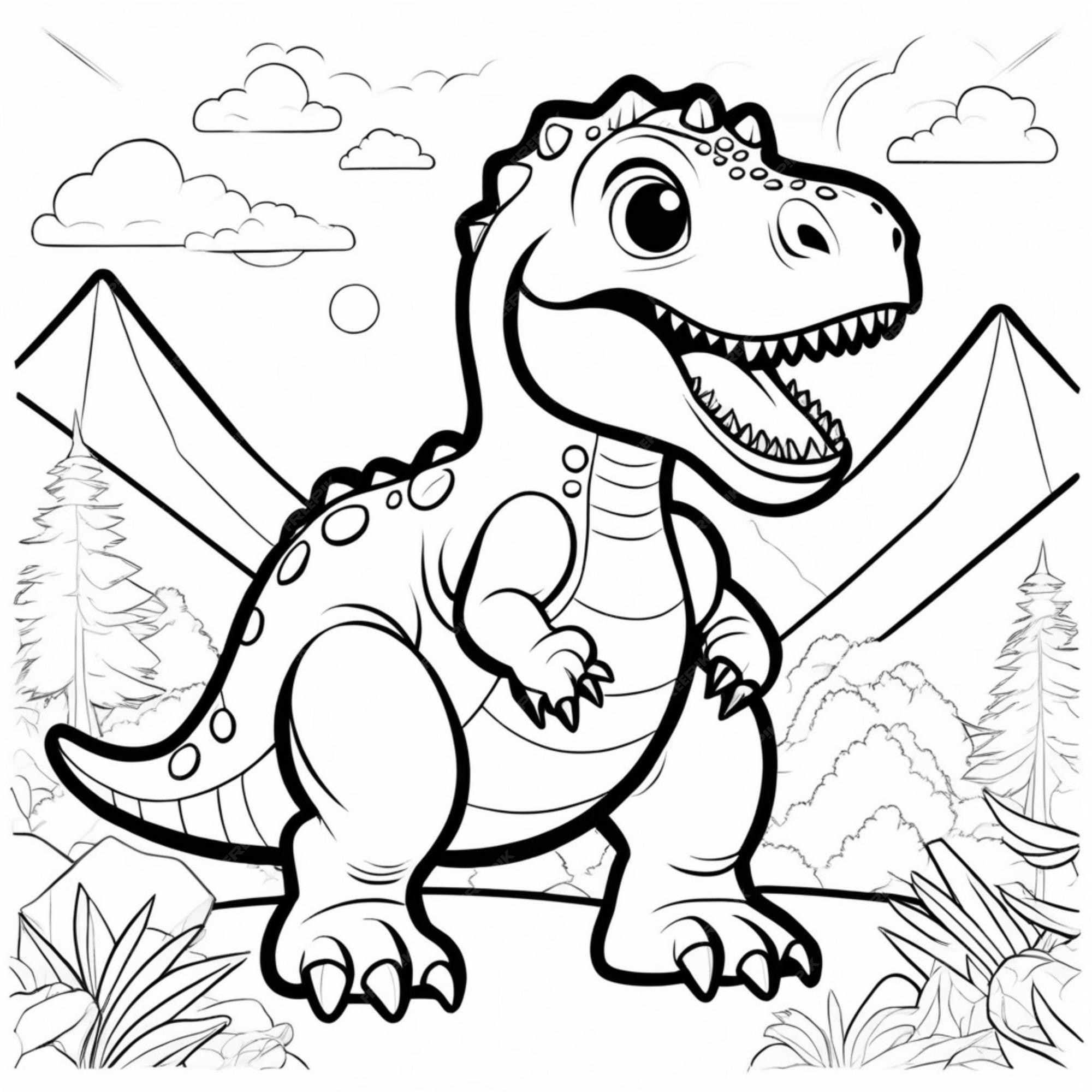 Dinossauro – Colorindo dinossauros - Cartoons for Kids – Aprenda a pintar  Tiranossauro Rex - T Rex 