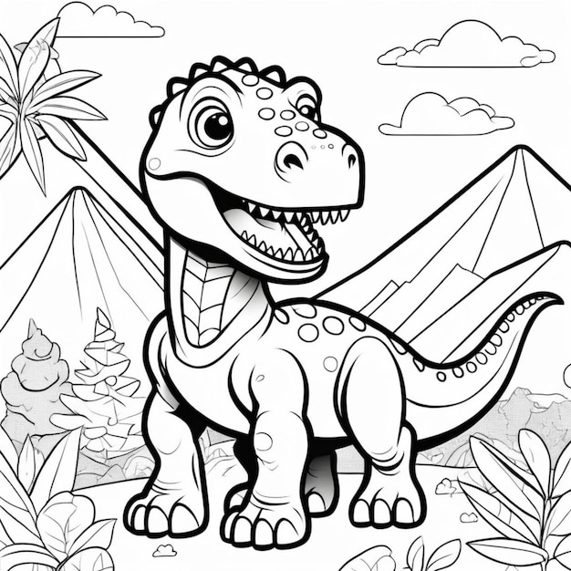 Página para colorir de dinossauro para impressão para crianças