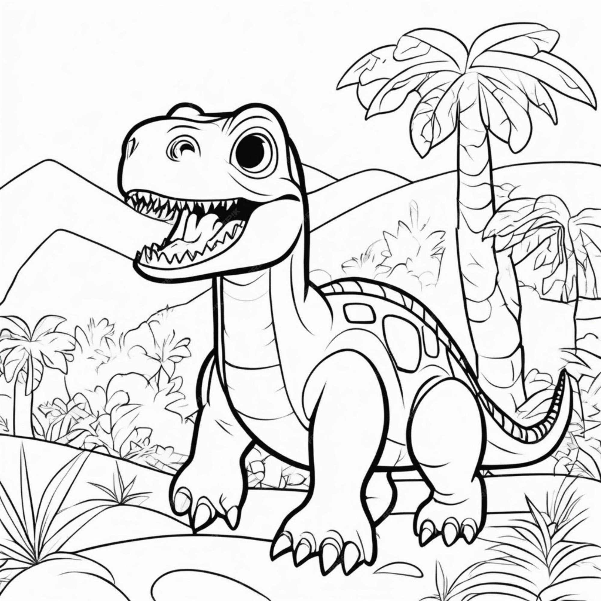 Desenho Composição Dinossauro Livro Colorir Eps10 Ilustração