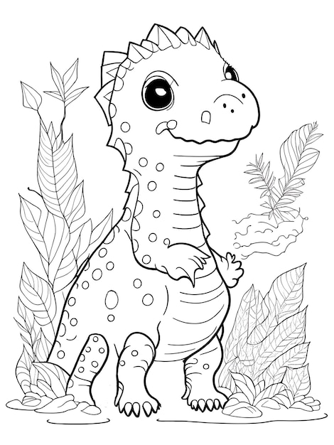 Foto página para colorir de dinossauros para crianças