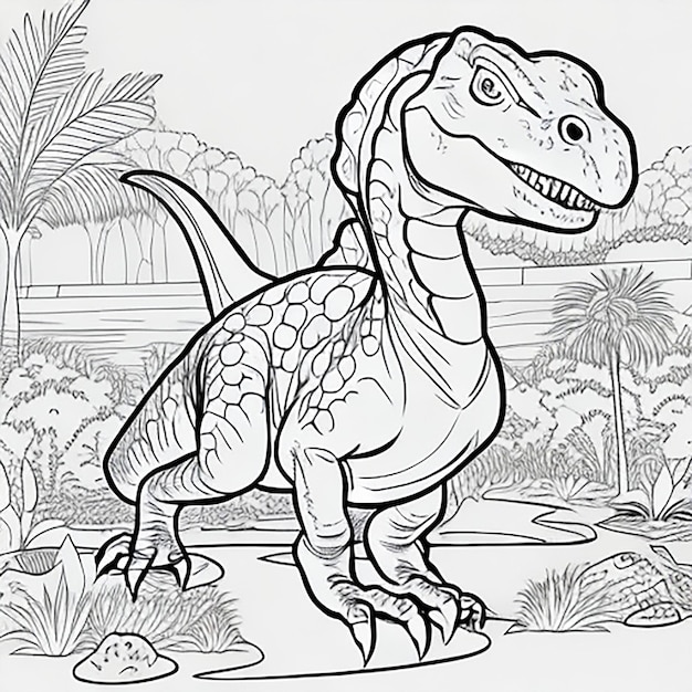 Foto página para colorir de dinossauros para crianças