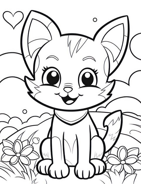 Desenhos para colorir de gato de desenho animado · Creative Fabrica