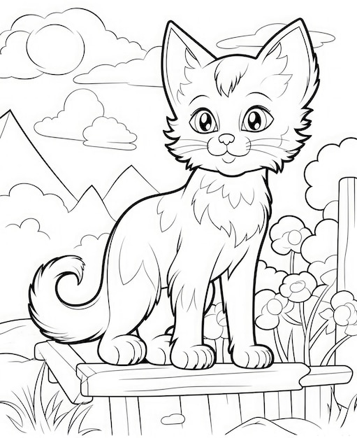 Desenho Para Colorir gato preto - Imagens Grátis Para Imprimir