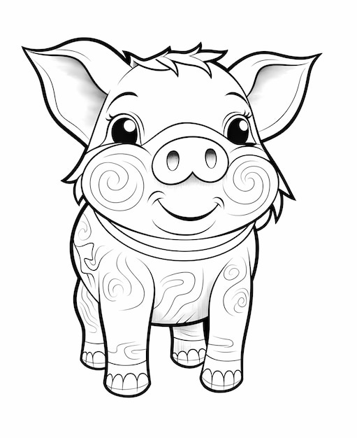 Foto página para colorir de porco de desenho animado pigtastic adventures para crianças