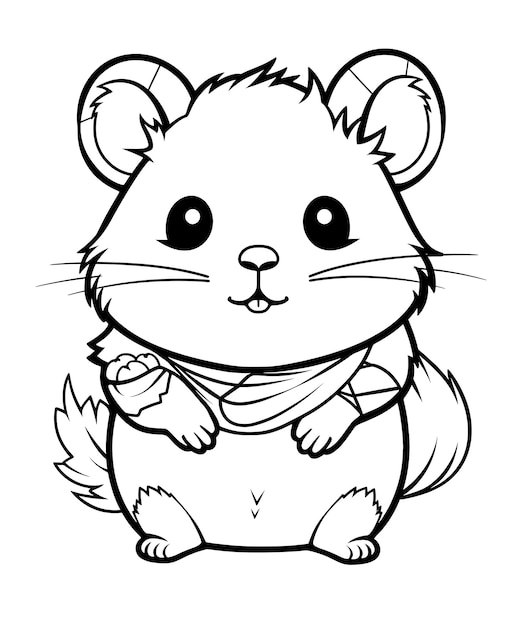 Página para colorir estilo de desenho animado de hamster fofo
