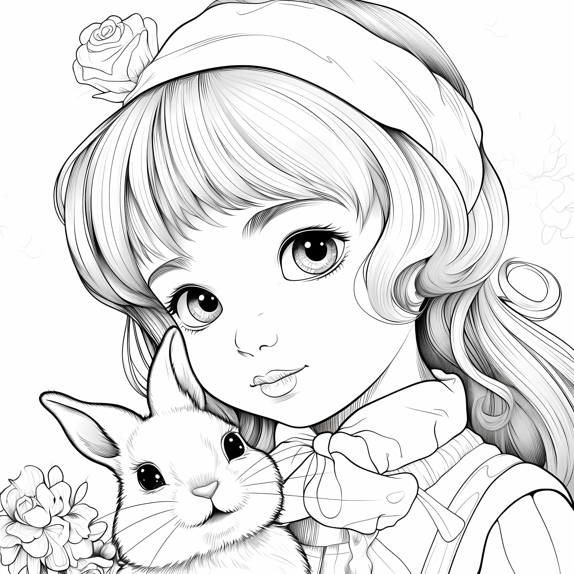 25+ Desenhos de Meninas Kawaii para Imprimir e Colorir/Pintar