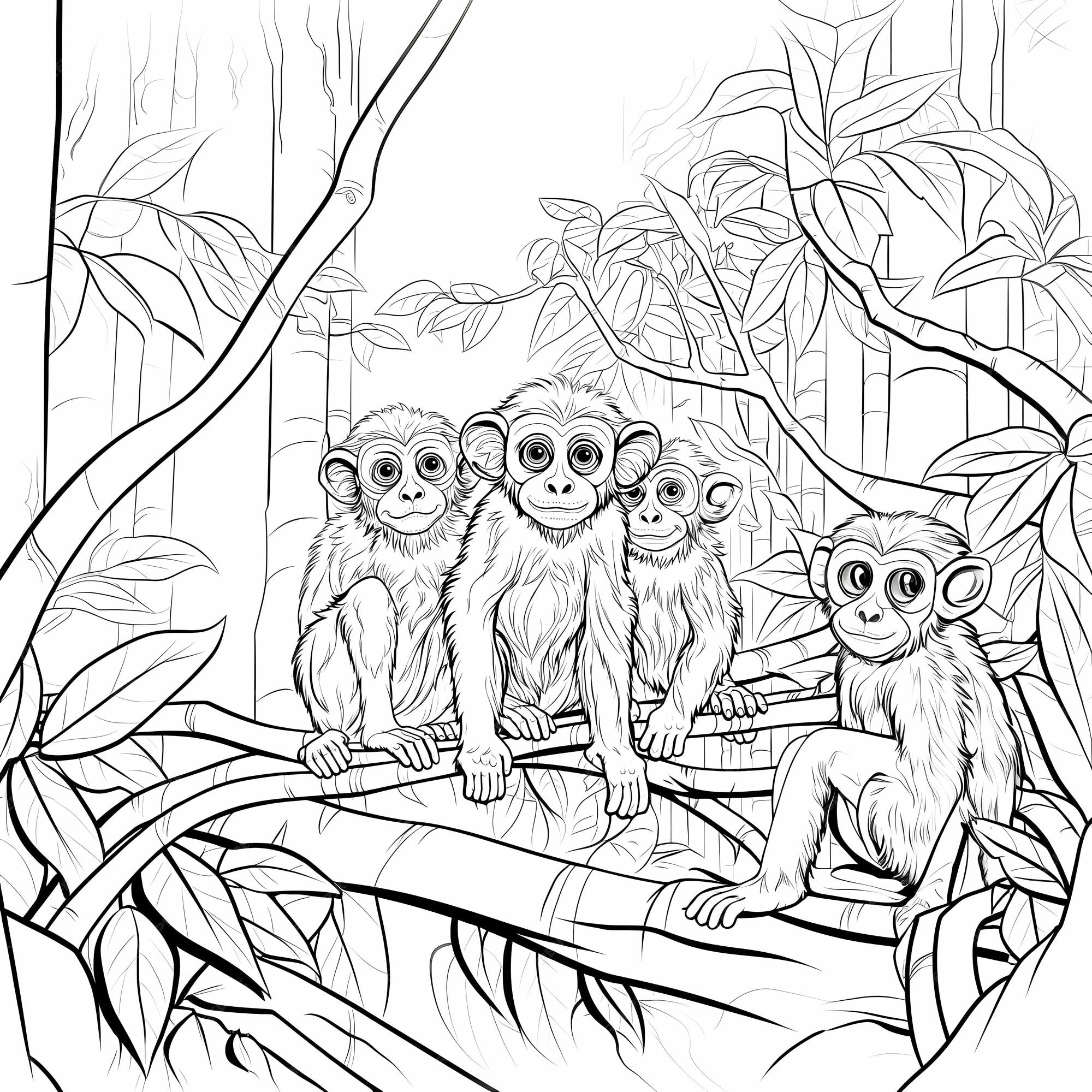 Desenhos de Macacos para Colorir para Crianças - Atividades Divertidas e  Criativas