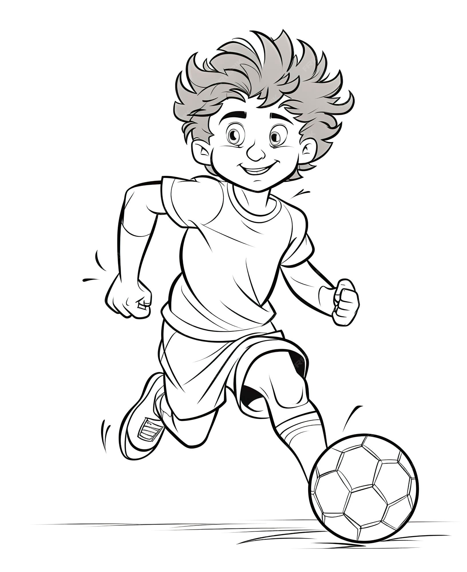 Menina jogando futebol para colorir para crianças