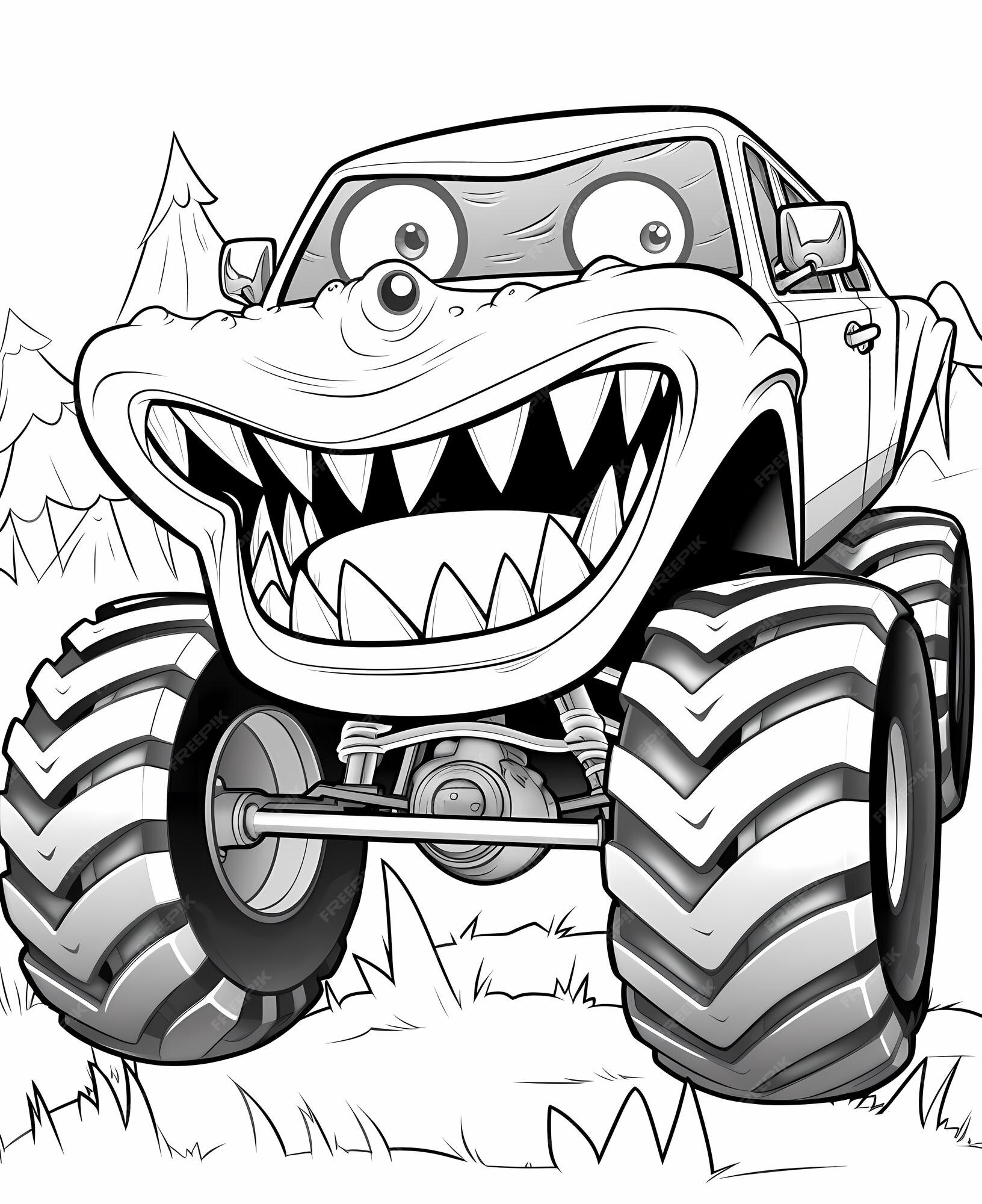 Página para colorir monster truck para crianças