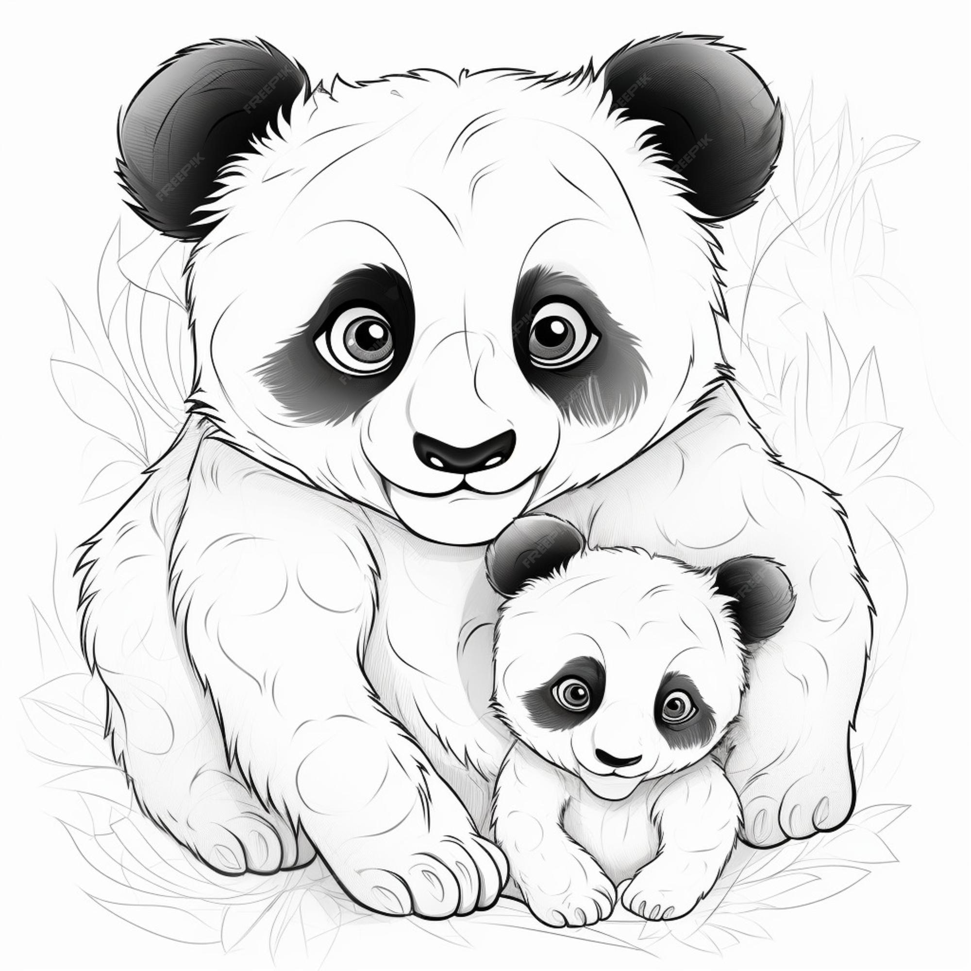 Desenho para colorir Panda · Creative Fabrica