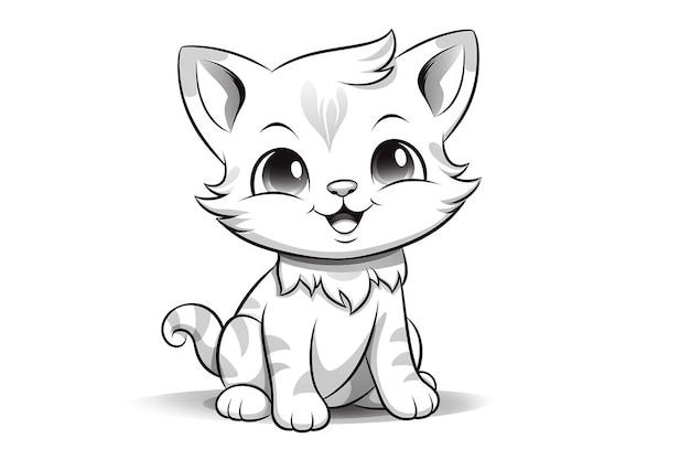 página para colorir para crianças um lindo gatinho feliz