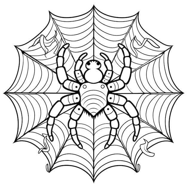 Foto página para colorir para crianças uma bonita teia de aranha halloween estilo de desenho animado linhas grossas