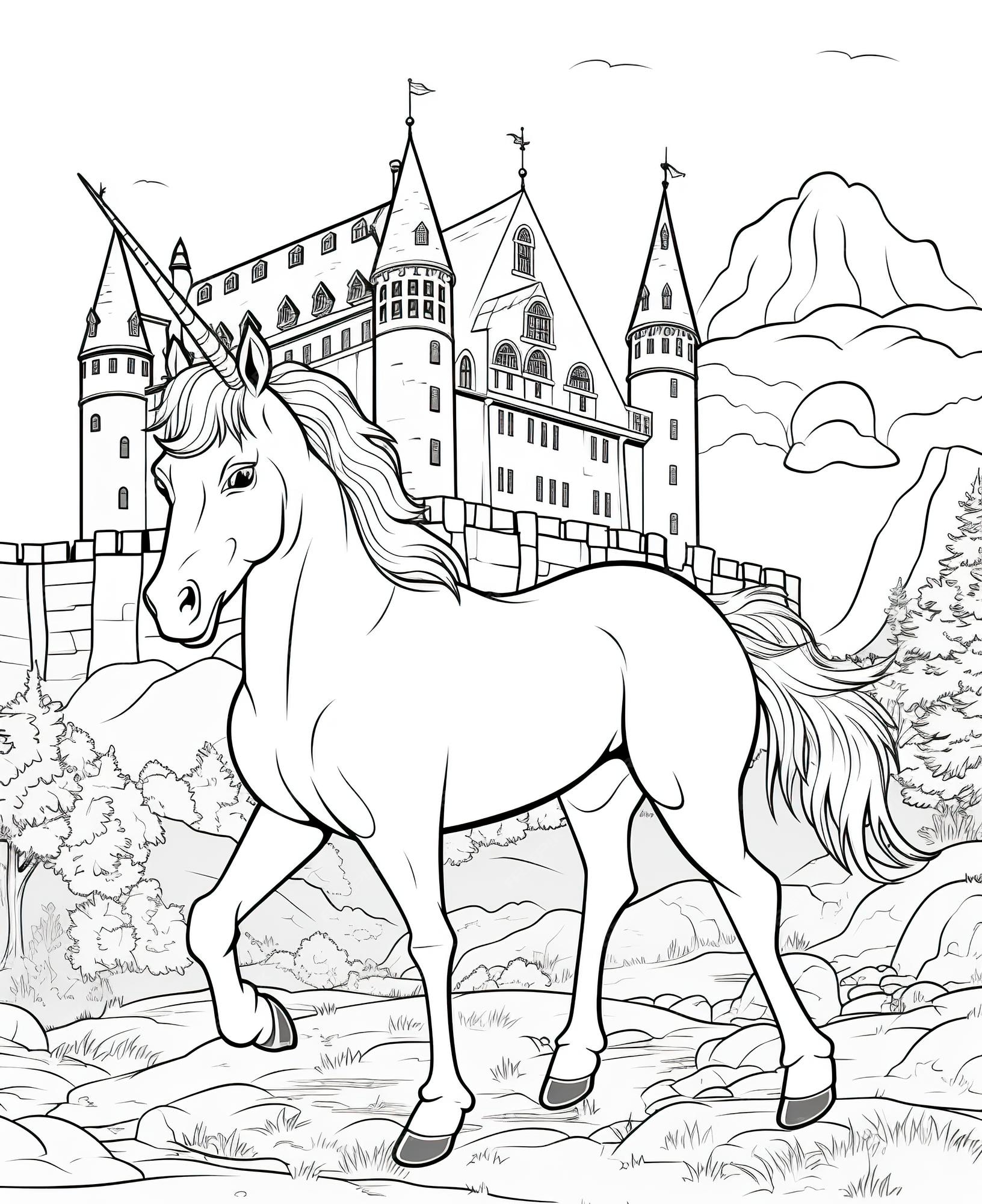 Castelo de unicórnio para colorir para crianças 5723518 Vetor no