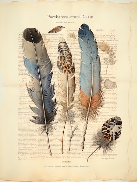 Foto una página con plumas y plumas del libro del título.
