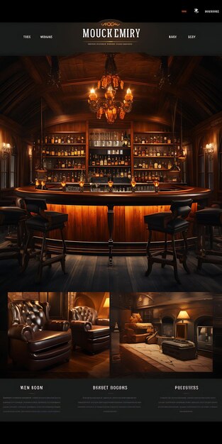 Página web de Upscale Mens Barber y Whiskey Lounge Madera oscura y ámbar C Idea de diseño de diseño