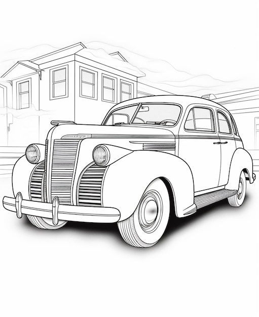paginas para colorear de autos viejos autos viejos para colorear ai generativo