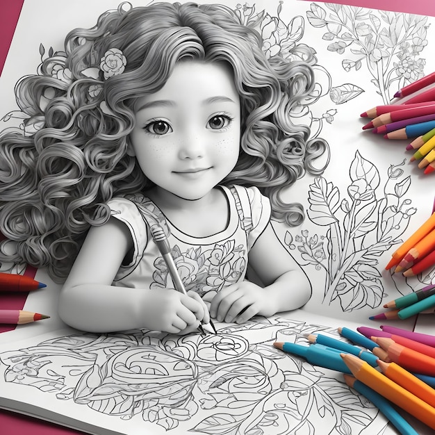 Foto páginas para colorear dibujo para colorear libro ilustración ai generativo
