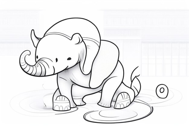 Páginas para colorear de elefante para niños, contorno en blanco y negro, estilo de ilustración de libro infantil para colorear