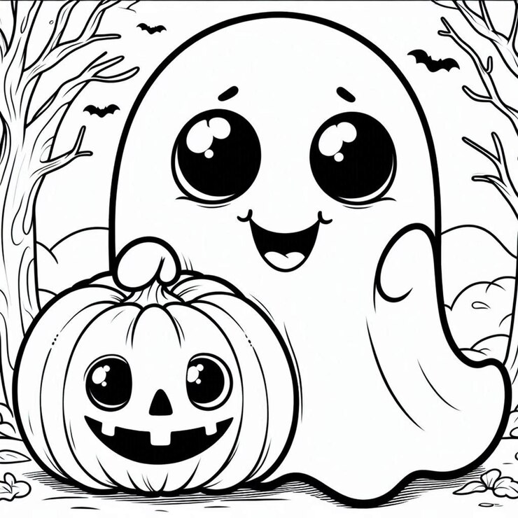 Páginas para colorear de Halloween para niños generadas por ai