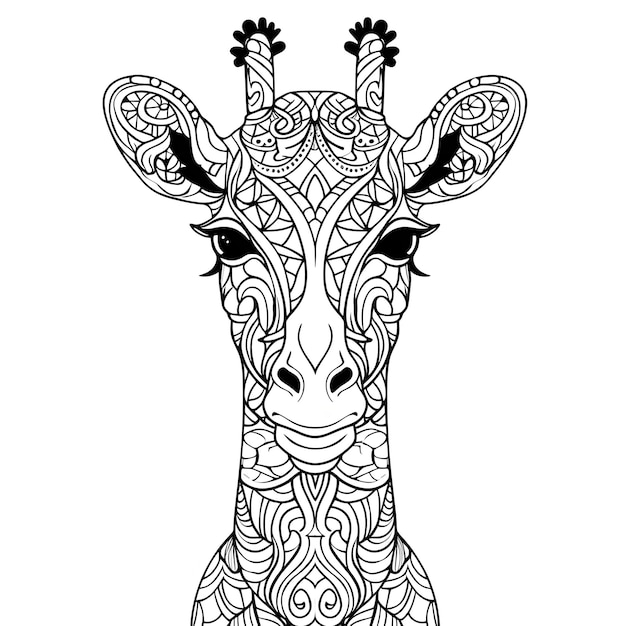 Páginas para colorear mandala de animales fondo de jirafa