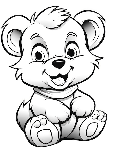 Páginas para colorear para niños estilo de dibujos animados de oso bebé