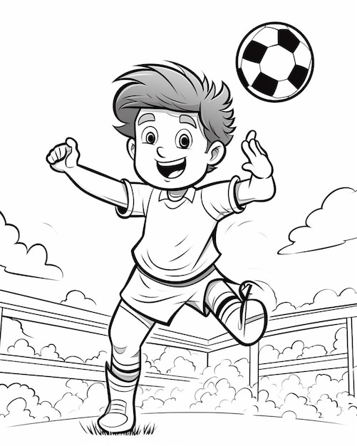 Foto páginas para colorear para niños jugador de fútbol generativo ai