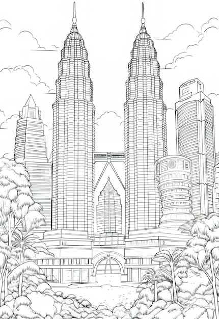 páginas para colorear de las torres petronas en kuala lumpur