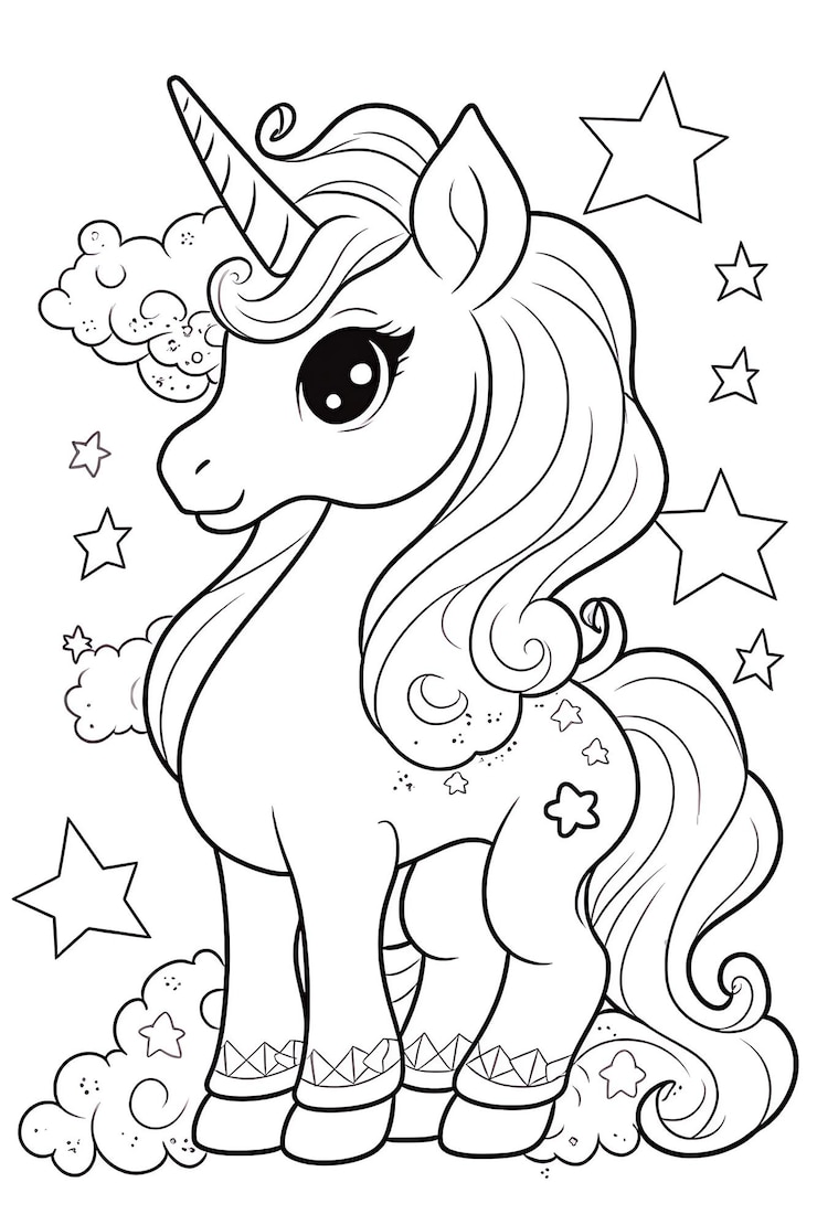 Páginas para colorear Unicornio lindo para niños Páginas de colorear unicornioPáginas para pintar Unicornio para niñas