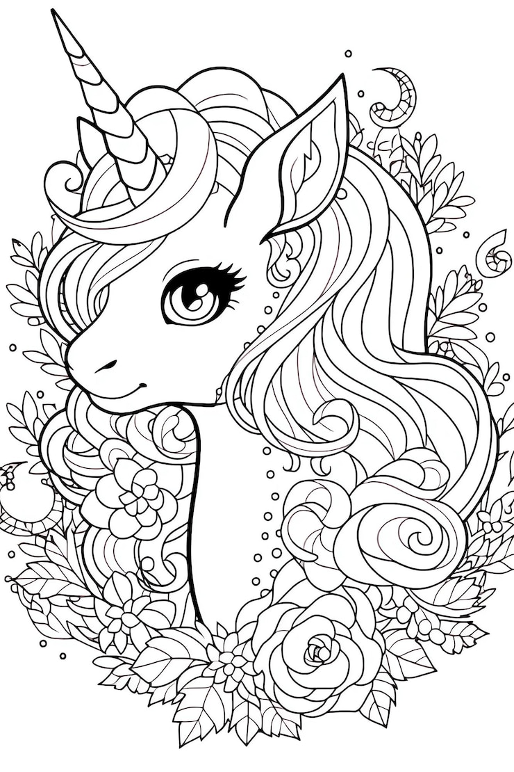 Páginas para colorear Unicornio lindo para niños Páginas de colorear unicornioPáginas para pintar Unicornio para niñas